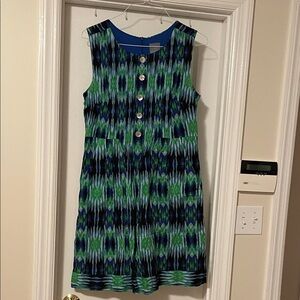 Rabbit Rabbit Rabbit Green and Blue Patterned Sleeveless Dress